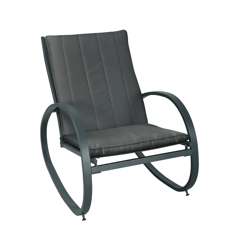 B-Ware EIBY DELUXE Outdoor Schaukelstuhl mit Polsterauflage Dunkelgrau