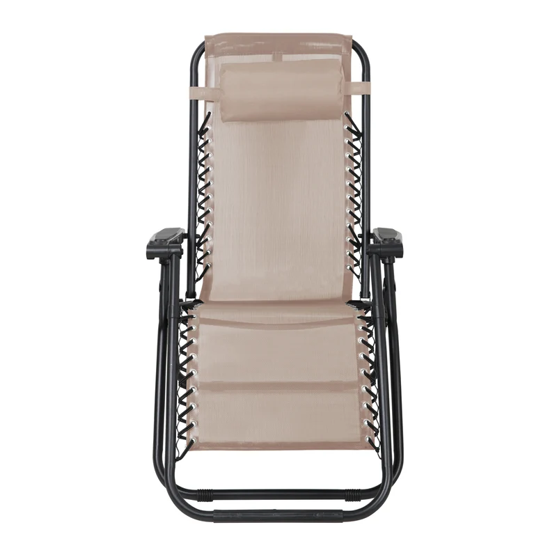 B-Ware Gartenstuhl 2er Set mit Kopfkissen Beige