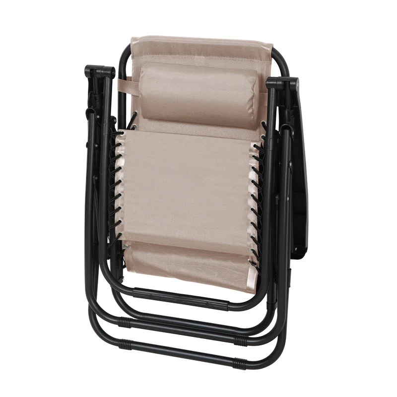 B-Ware Gartenstuhl 2er Set mit Kopfkissen Beige