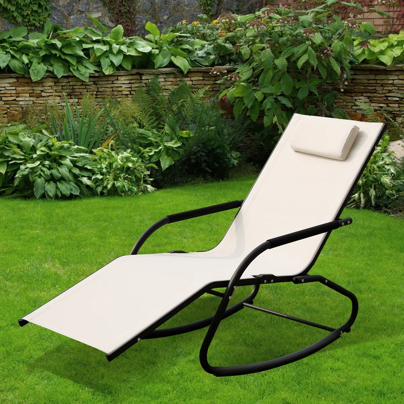 FJON Schaukelliege Gartenliege Liegestuhl Sonnenliege Kissen Aluminium