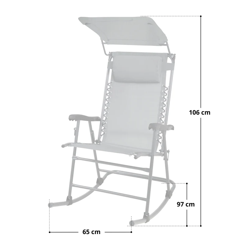 Faltbarer Schaukelstuhl mit Sonnenschutz, Kopfstütze und Armlehne