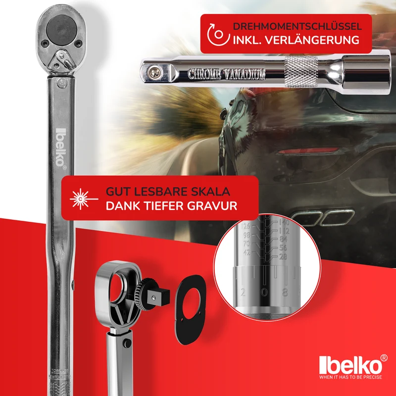 Belko® Drehmomentschlüssel Set 1/2", 28-210 Nm