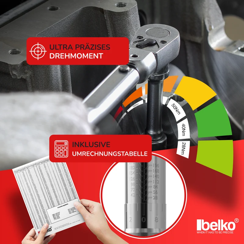 Belko® Drehmomentschlüssel Set 1/2", 28-210 Nm