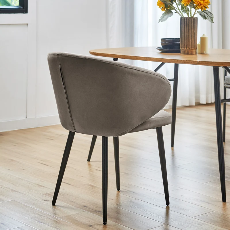 B-Ware AUDREY 2er Set Esszimmerstühle Taupe Samt
