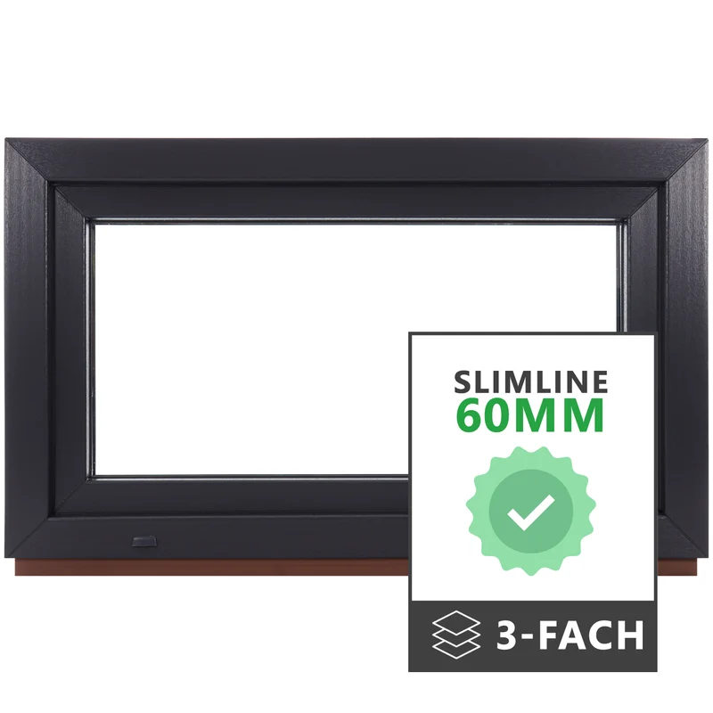 P24® Kellerfenster Kunststofffenster 3-Fach 60mm Slimline, Anthrazit