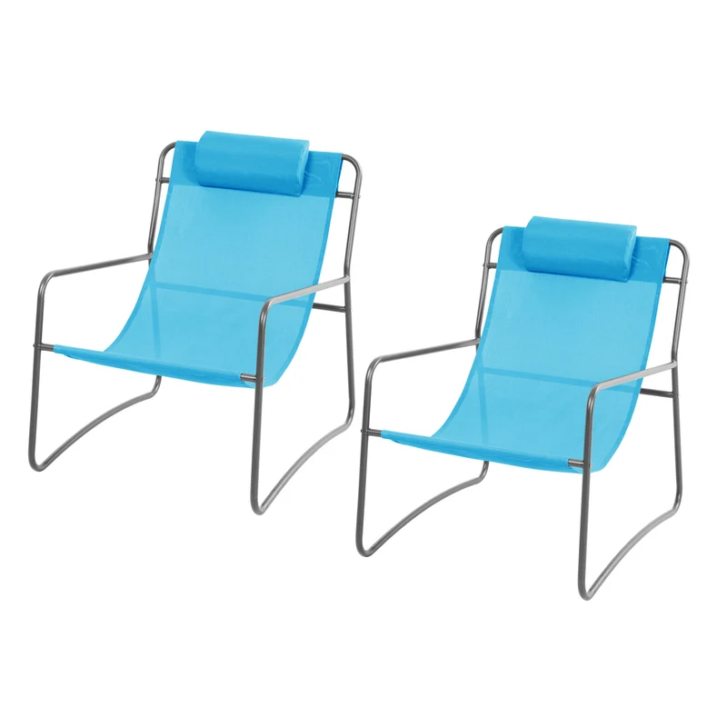 SVEIO 2er Set Outdoor Relaxsessel Gartenstuhl mit Kissen Liegestuhl