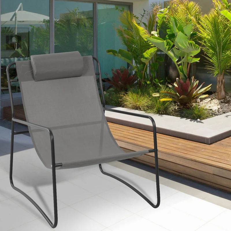 SVEIO 2er Set Outdoor Relaxsessel Gartenstuhl mit Kissen Liegestuhl