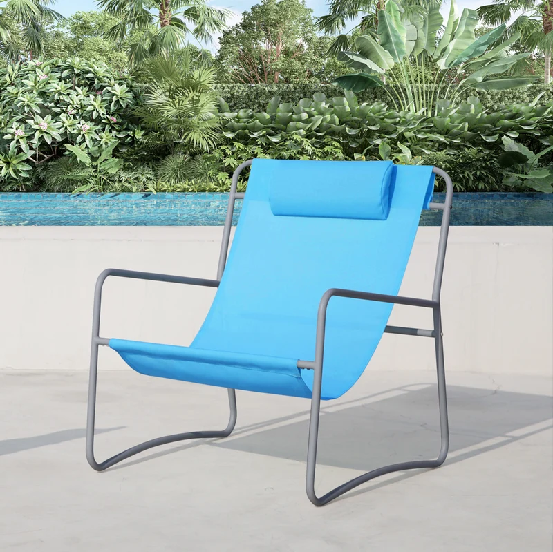 SVEIO 2er Set Outdoor Relaxsessel Gartenstuhl mit Kissen Liegestuhl