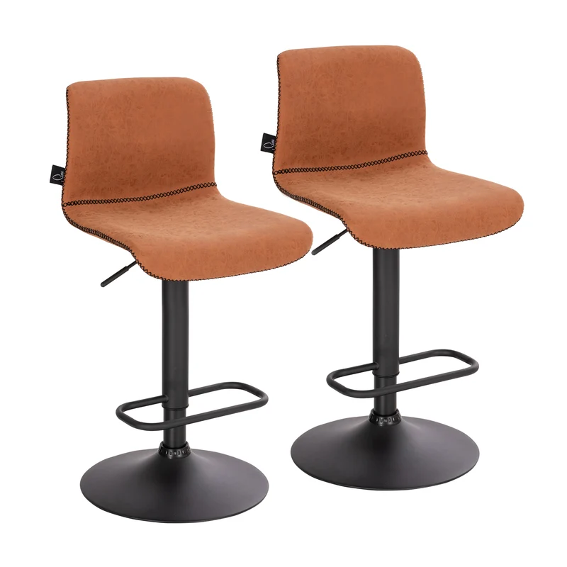 B-Ware 2er Set ALFIE Barhocker Kunstleder Cognac