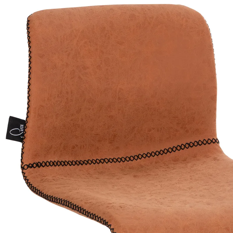 B-Ware 2er Set ALFIE Barhocker Kunstleder Cognac