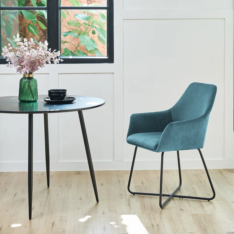 B-Ware JOSIE Dining 2er-Set Esszimmerstuhl Samt Petrol