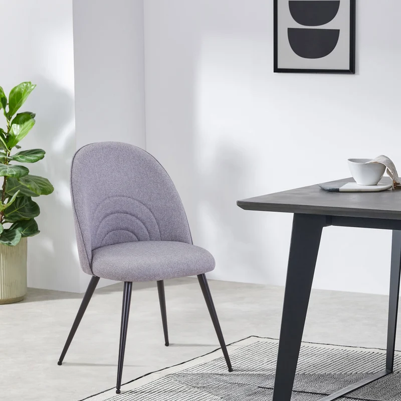 B-Ware ANITA 2er Set Esszimmerstühle Stoff Grau