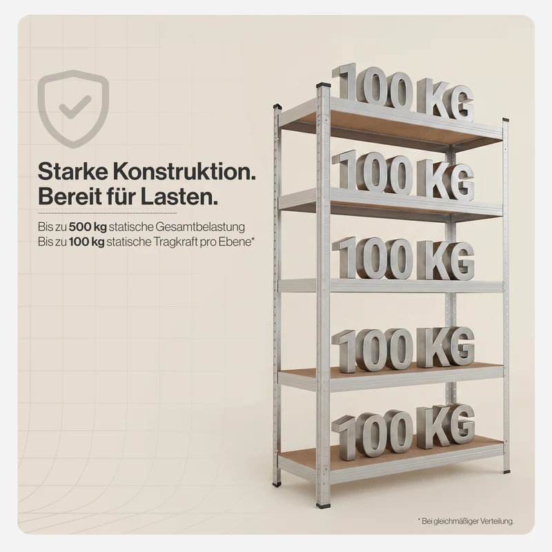 Belko® Schwerlastregal C112, 150x75x30 cm, 4 Böden, 125kg Tragkraft pro Boden, verzinkt - Lagerregal, Steckregal