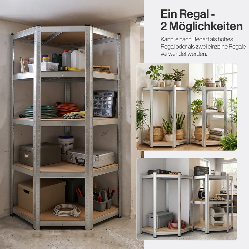 Belko® Schwerlast Eckregal CO210, 180x40x70x40x70 cm, , verzinkt - Lagerregal, Steckregal
