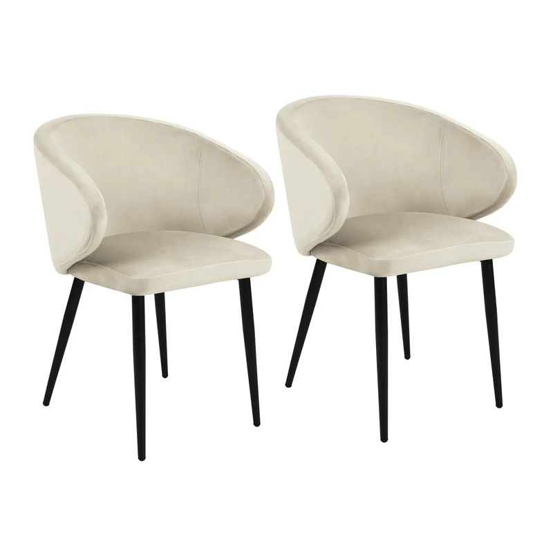 B-Ware AUDREY Esszimmerstühle 2er Set Creme Samt