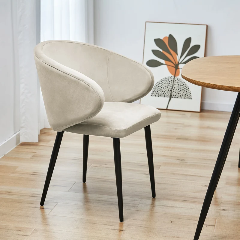 B-Ware AUDREY Esszimmerstühle 2er Set Creme Samt