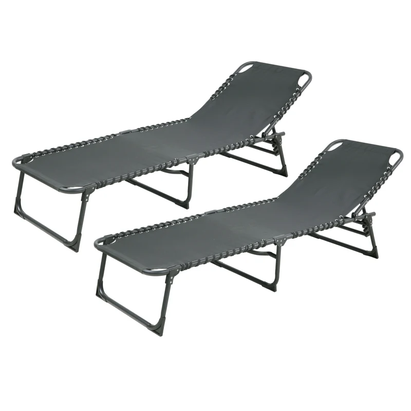 B-Ware 2er Set Sonnenliege Dunkelgrau