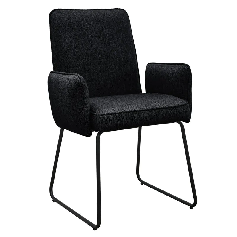 B-Ware ALBA 2er Set Esszimmerstühle Stoffbezug Schwarz