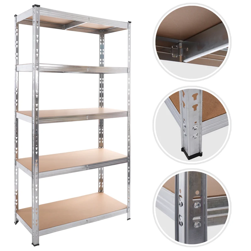 Belko® Schwerlastregal Premium P114, 180x90x40 cm, 5 Böden, 175kg Tragkraft pro Boden, verzinkt mit Schmetterlings-Stecksystem - Lagerregal, Steckregal