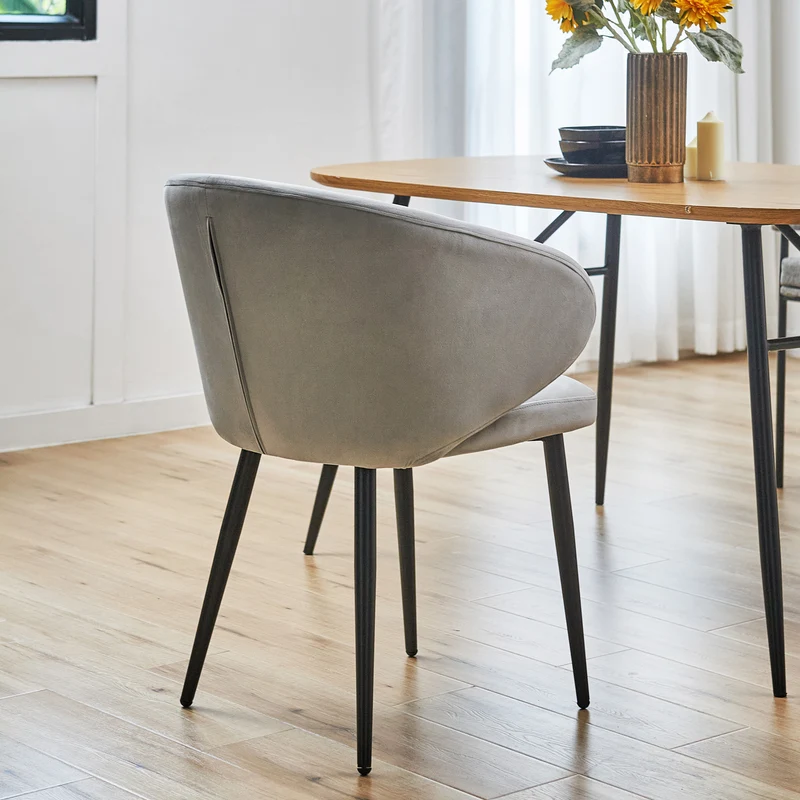 B-Ware AUDREY 2er Set Esszimmerstühle Grau Samt