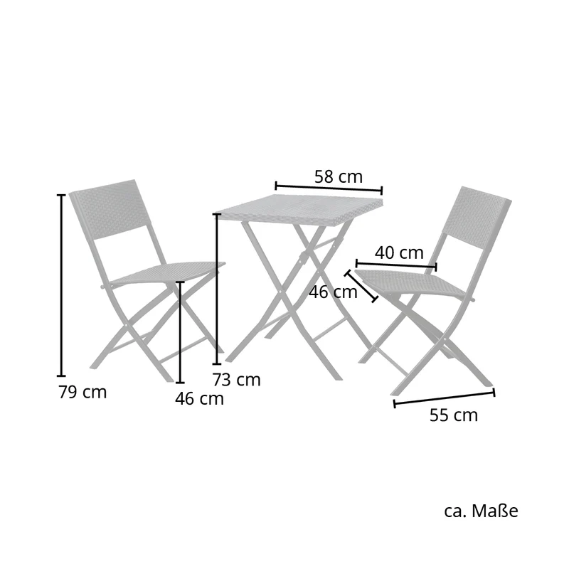 B-Ware Poly-Rattan Bistro-Set Grau