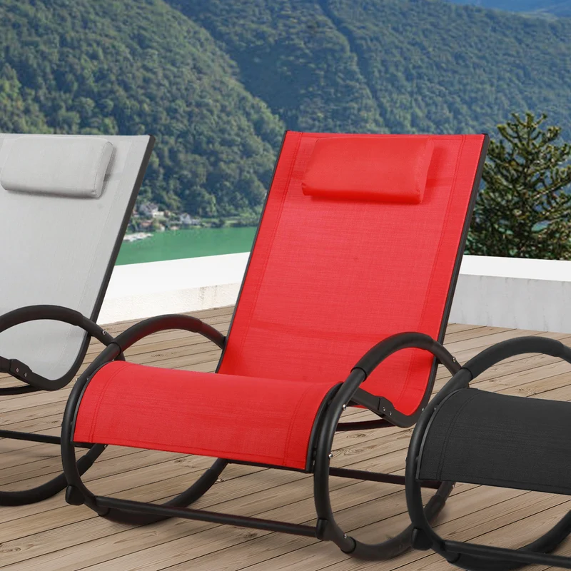 B-Ware EIBY Outdoor Schaukelstuhl Rot/Schwarz