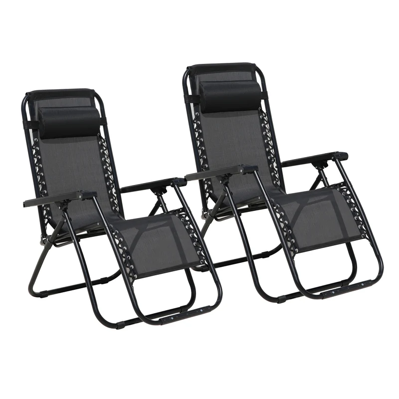 Gartenstuhl 2er Set mit Kopfkissen