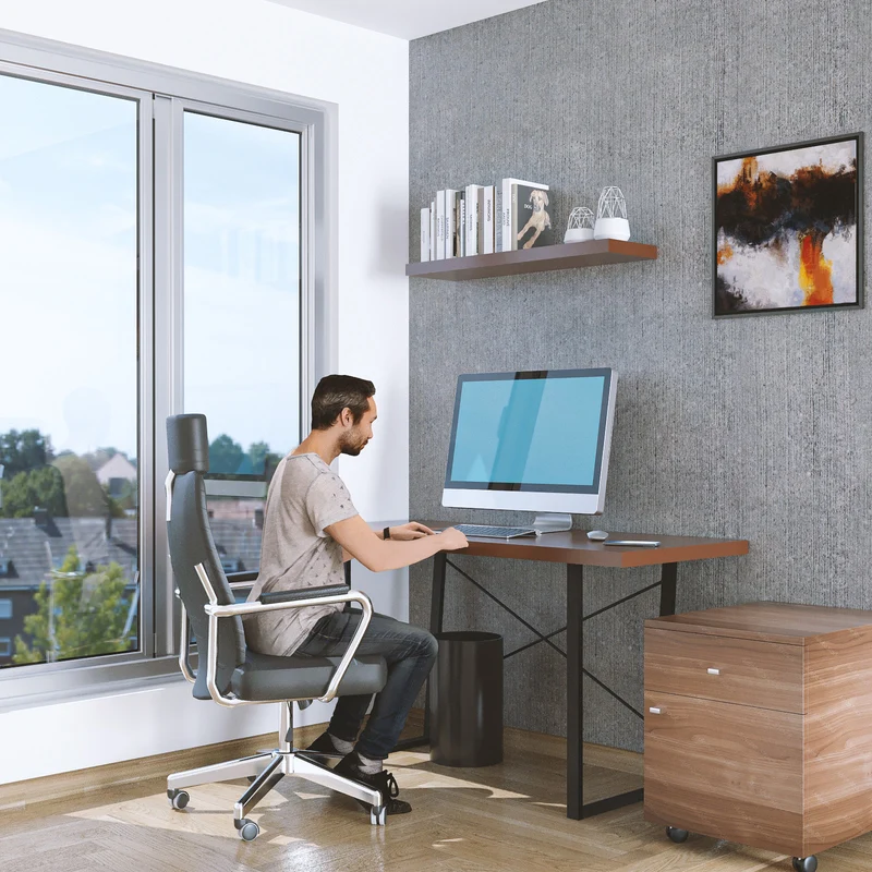 Industrial Schreibtisch in Holz-Optik mit Metallbeinen