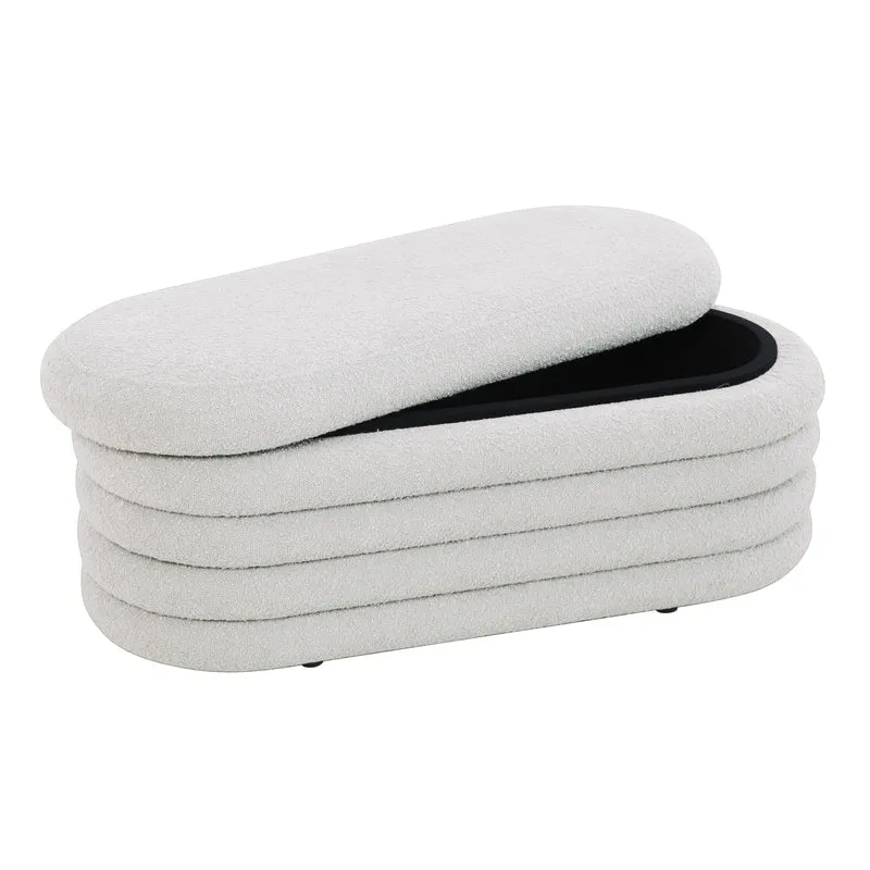 BLOSSOM XL Hocker mit Stauraum und Boucle-Bezug