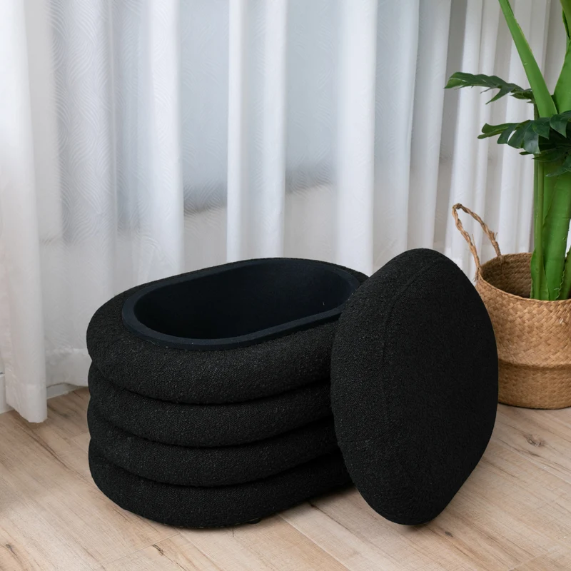 BLOSSOM S Hocker mit Stauraum und Boucle-Bezug