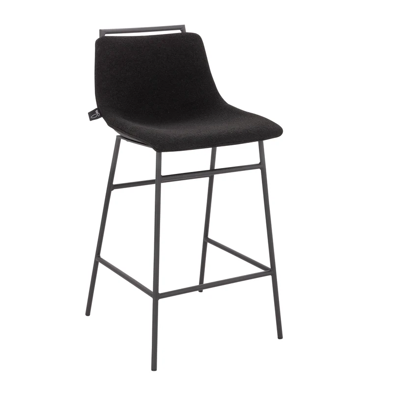 CAMILLE 2er Set Barhocker Boucle Schwarz