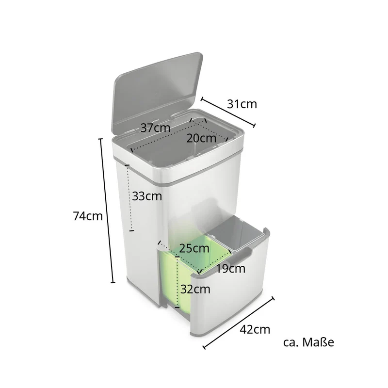 Sensor-Mülleimer 62L oder 72L Edelstahl Mülleimer mit Sensor Abfalleimer
