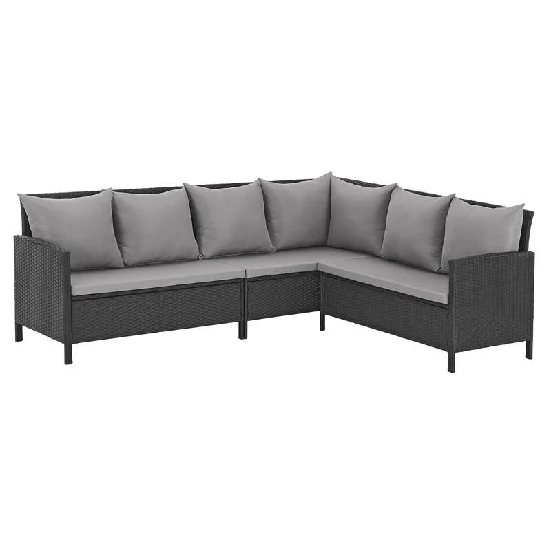 MADISON Essgruppe Set Abdeckhaube Rattan-Lounge Garnitur Schwarz