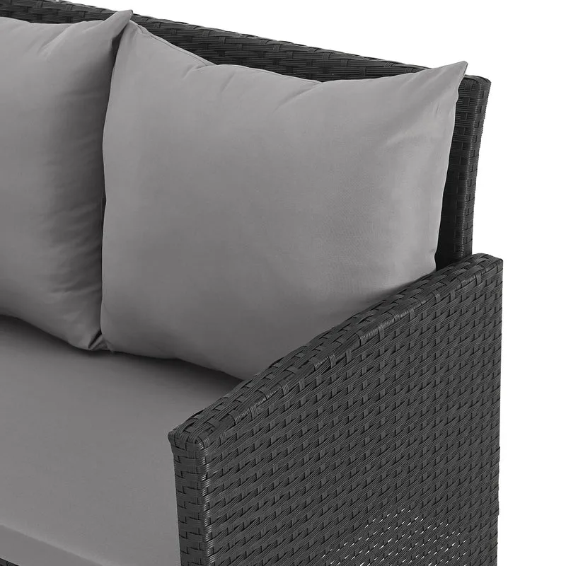 MADISON Essgruppe Set Abdeckhaube Rattan-Lounge Garnitur Schwarz