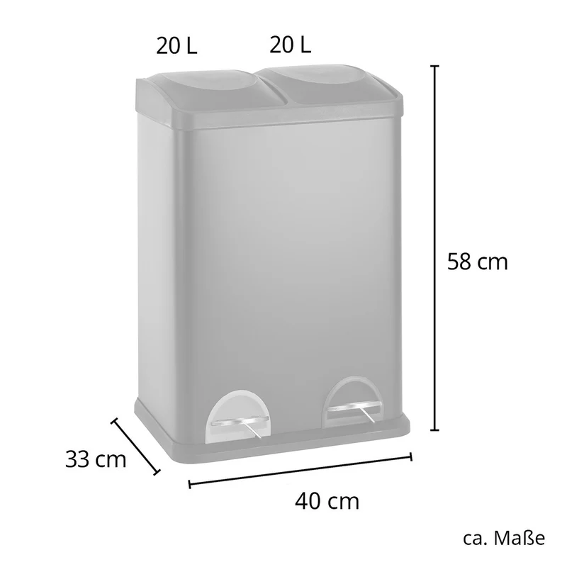 TC2X20 Mülleimer Schwarz 40 Liter (2x20L)