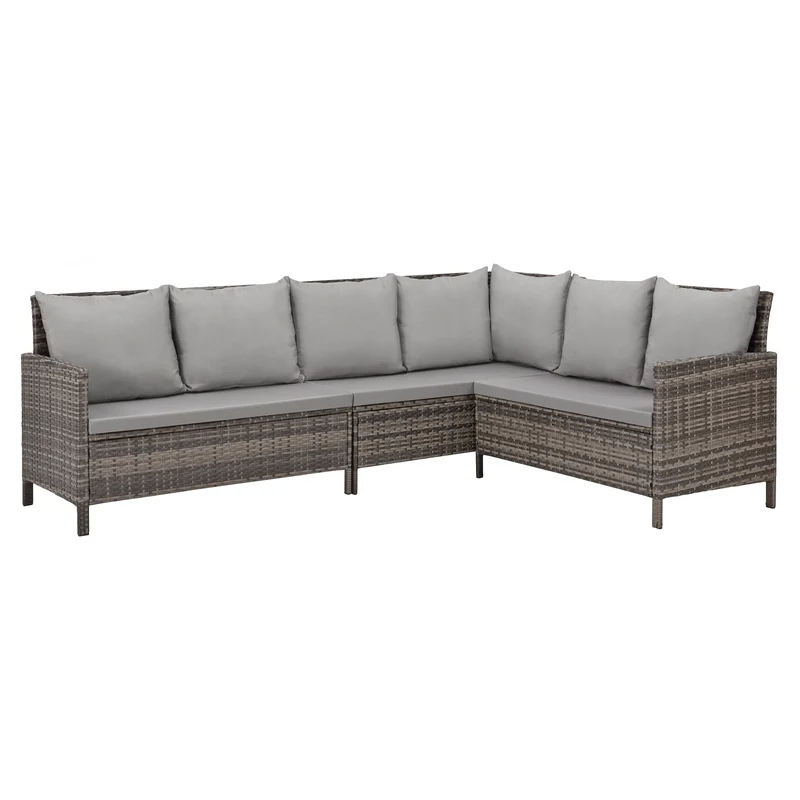 MADISON Set Rattan Essgruppe Gartenmöbel Polyrattan Braun