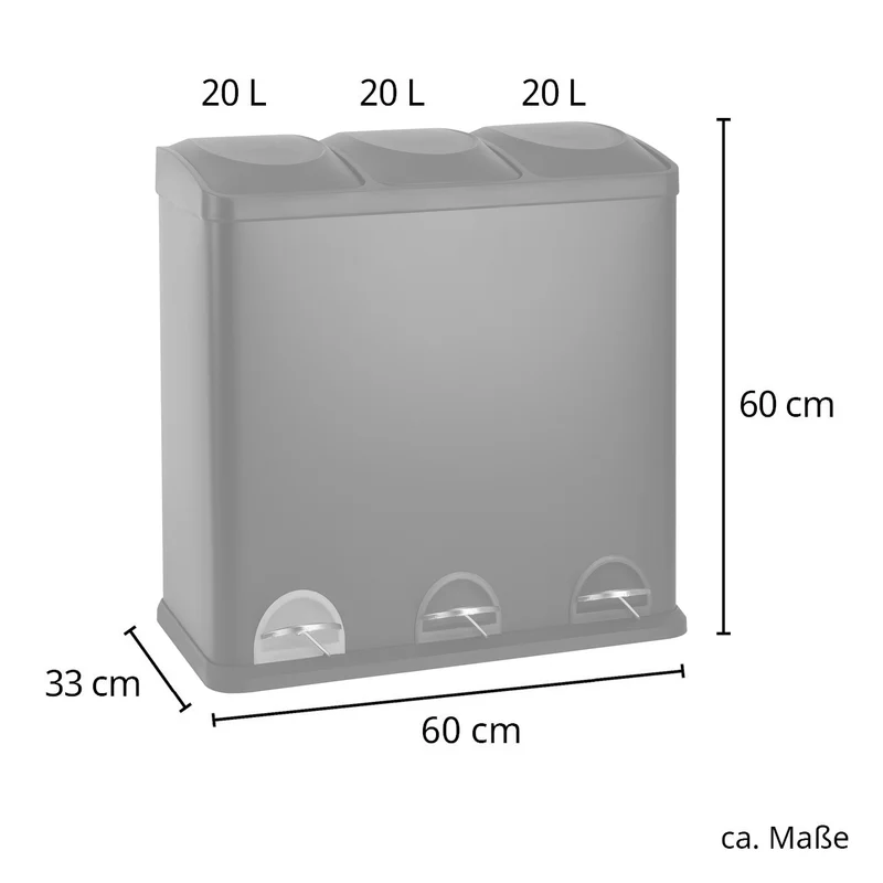 TC3X20 Mülleimer 60 Liter Schwarz
