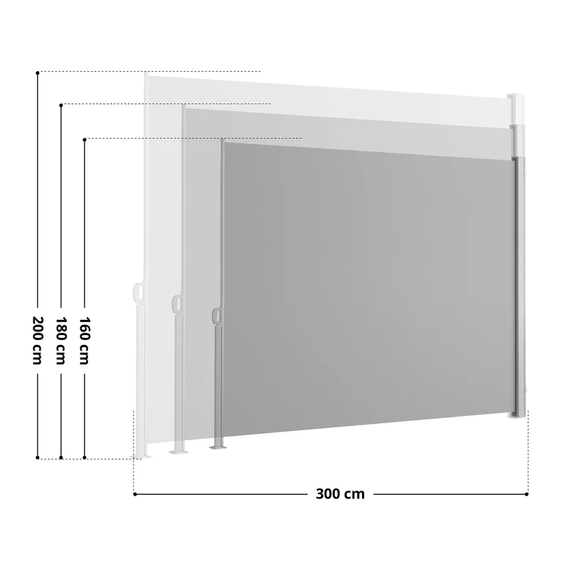Seitenmarkise 300x200 Dunkelgrau