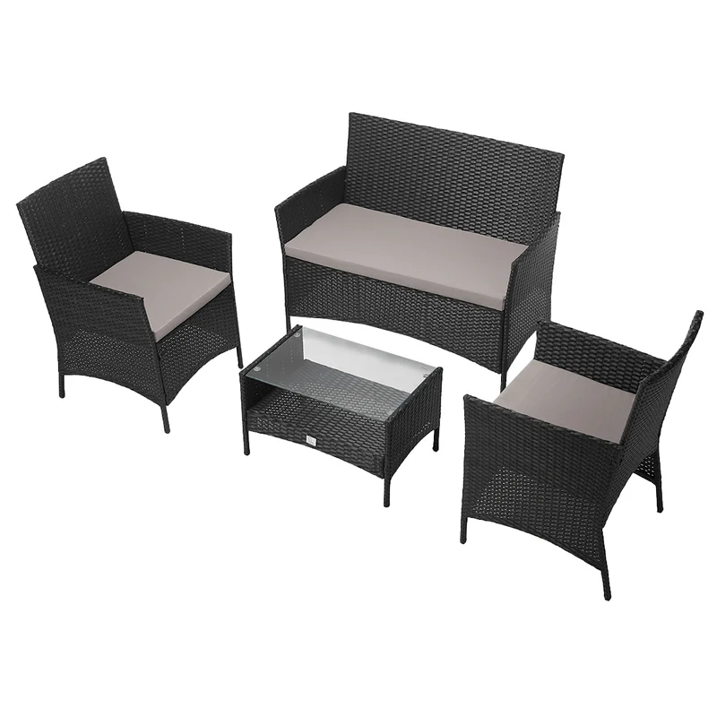 91924 + 91102 Rattan + Haube Brooklyn Set Schwarz (92924)