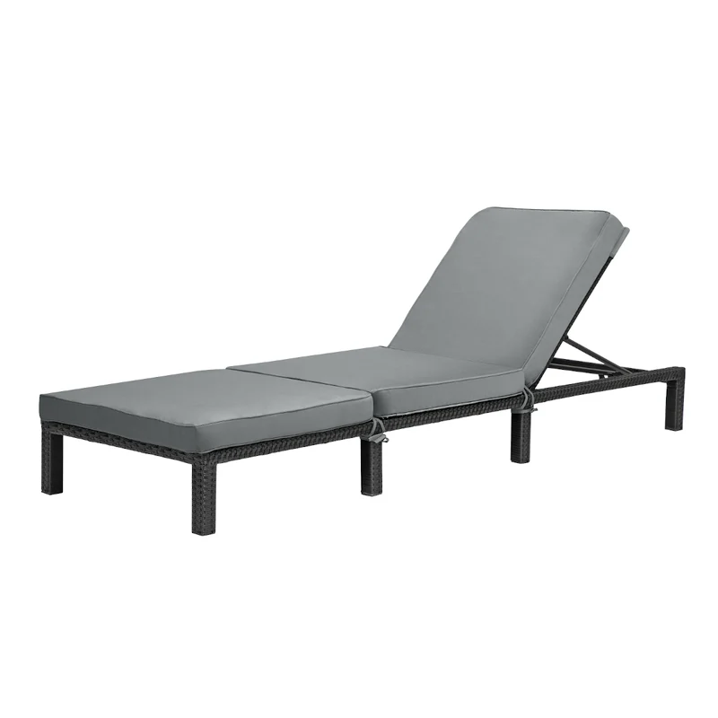 2er Set PEACH Gartenliege Polsterauflage Klappbar Polyrattan Schwarz