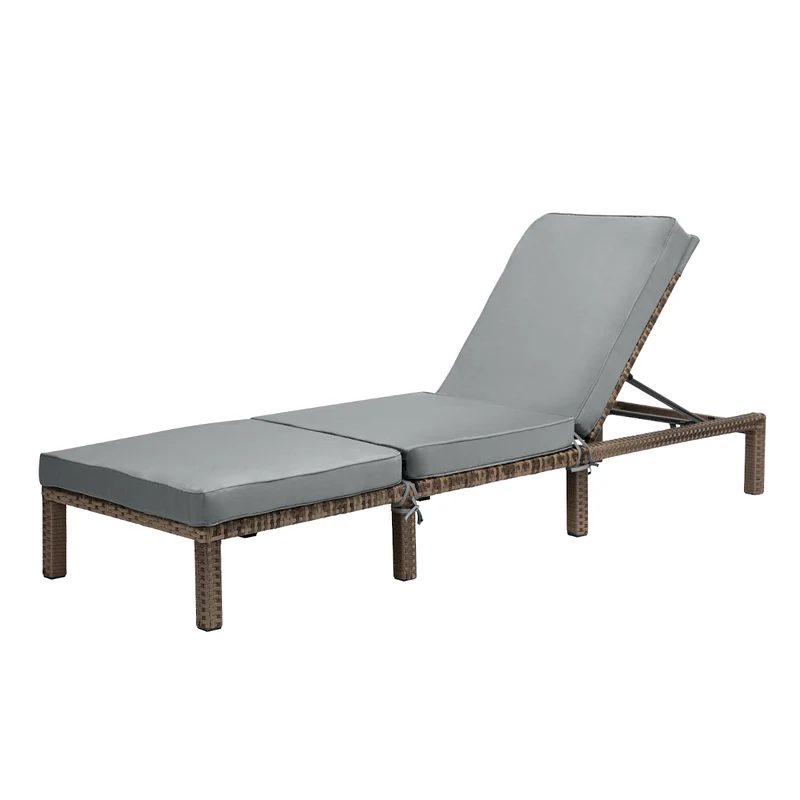 2er Set PEACH Gartenliege Polsterauflage Klappbar Polyrattan Braun