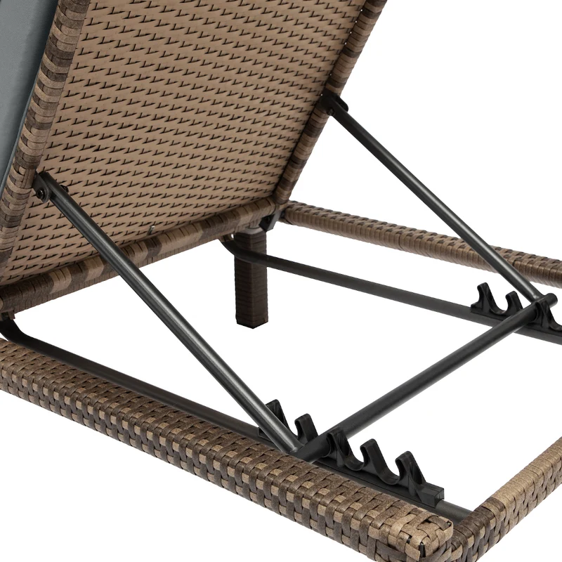 2er Set PEACH Gartenliege Polsterauflage Klappbar Polyrattan Braun