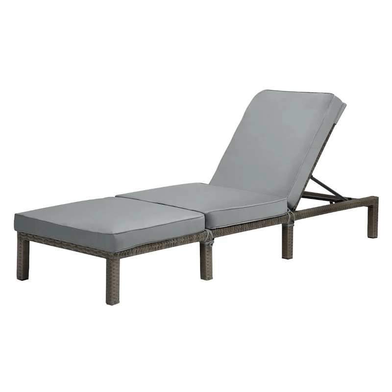 2er Set PEACH Gartenliege Polsterauflage Klappbar Polyrattan Grau