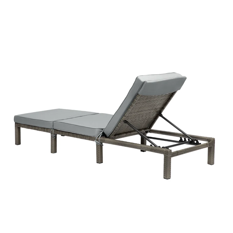 2er Set PEACH Gartenliege Polsterauflage Klappbar Polyrattan Grau