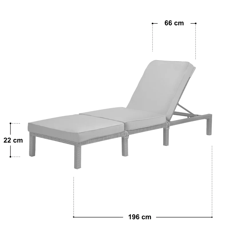 2er Set PEACH Gartenliege Polsterauflage Klappbar Polyrattan Grau