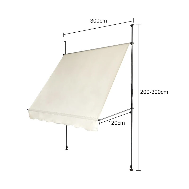 Klemmmarkise 280g/m² Balkon-Markise Vordach Sonnenschutz mit Handkurbel