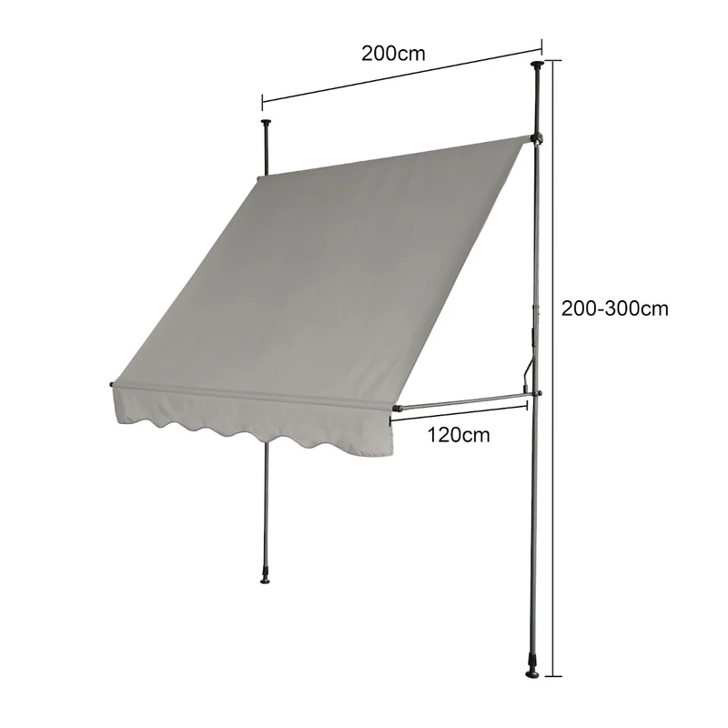 Klemmmarkise 280g/m² Balkon-Markise Vordach Sonnenschutz mit Handkurbel