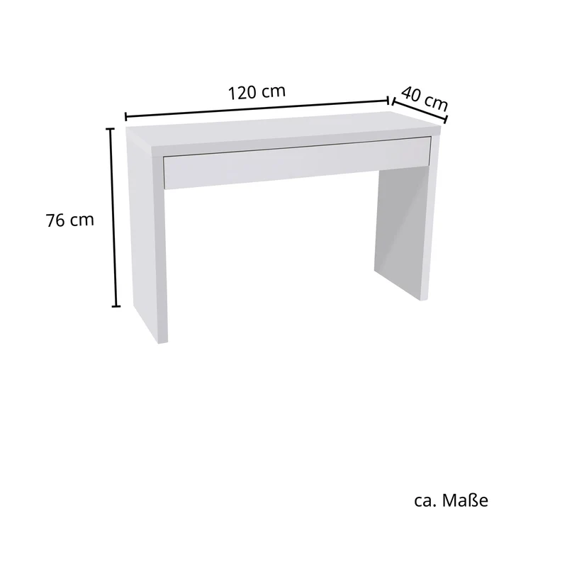 ANGULAR Schreibtisch mit Schublade Schminktisch Frisiertisch 120x40x76 cm