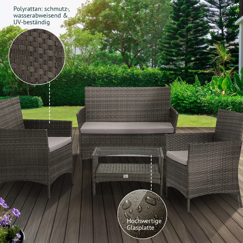 BROOKLYN Polyrattan Sitzgruppe Lounge Gartenmöbel Set