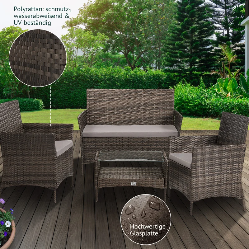 BROOKLYN Polyrattan Sitzgruppe Lounge Gartenmöbel Set